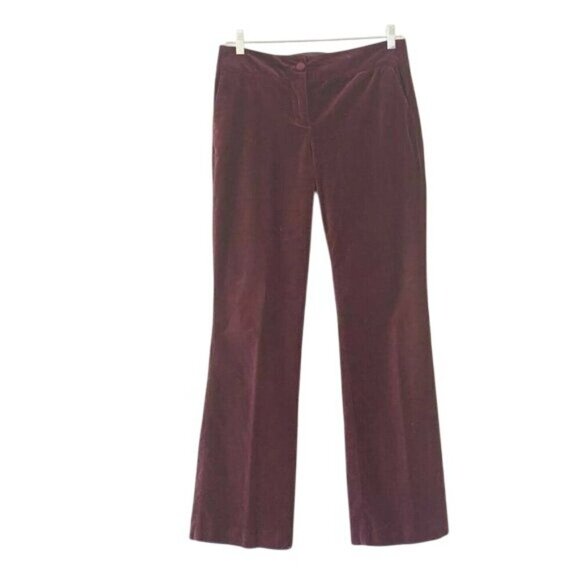 Boden Womens Velvet Bootcut Pants 12L Burgundy Stretch Pockets - Picture 1 of 6